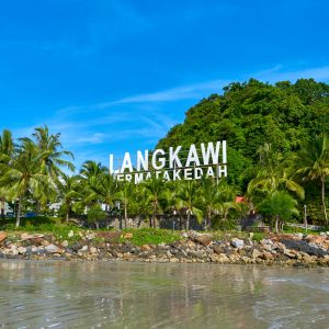 Beachline of Cenang beach Pantai in Langkawi island. Langkawi, Malaysia - 06.21.2020