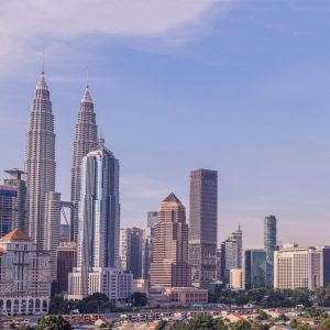 Kuala Lumpur skyline, view of the city, skyscrapers with a beautiful sky in the morning.